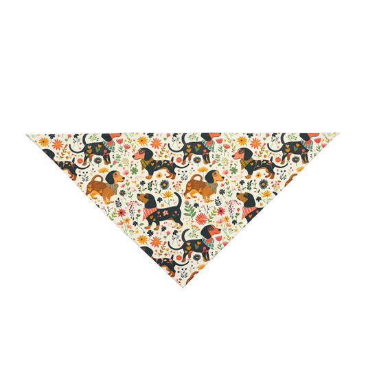Floral Dachshund Dog Bandana – Patterned Sausage Dog Pet Scarf