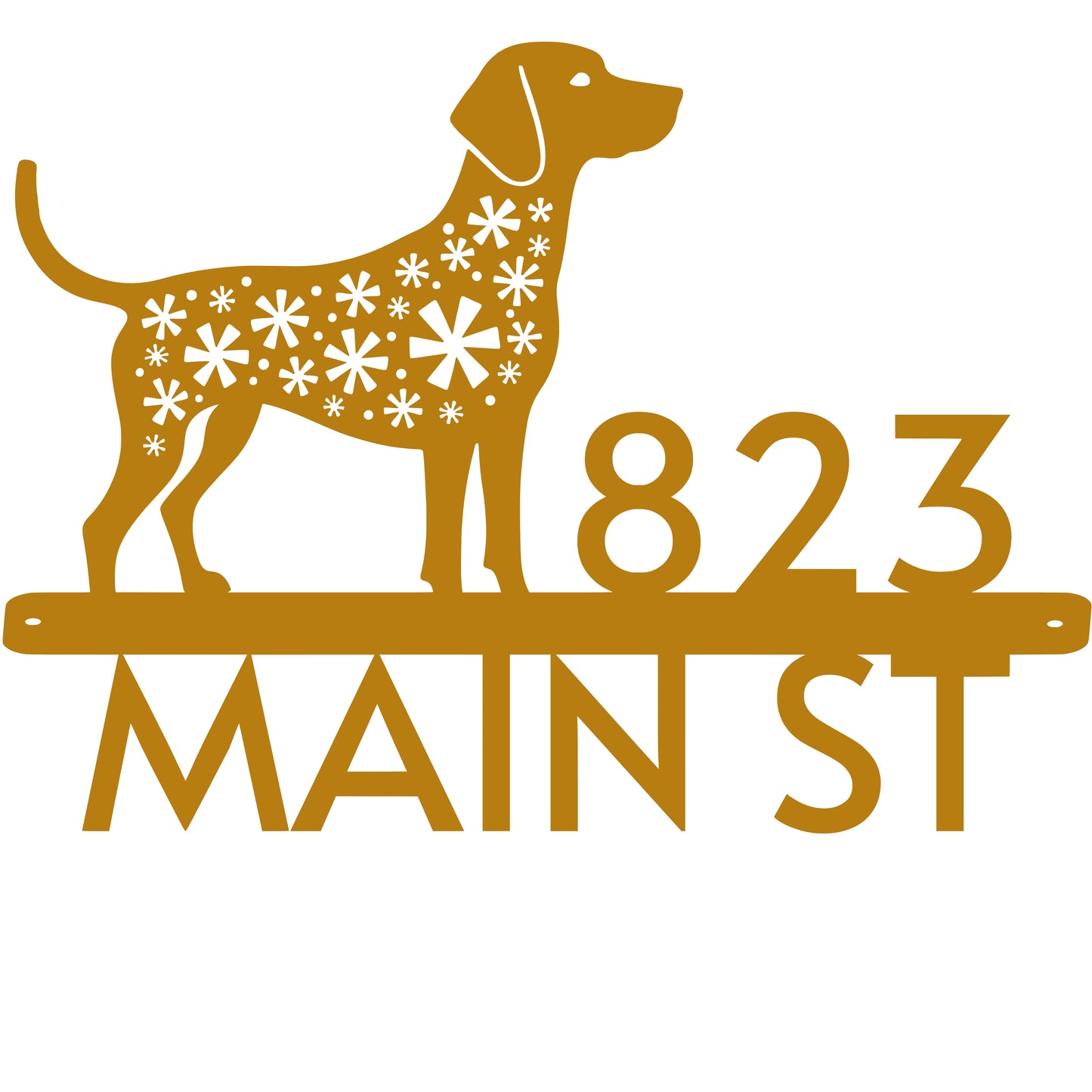 Floral Standing Dog Address Sign – Custom Street Name & Number