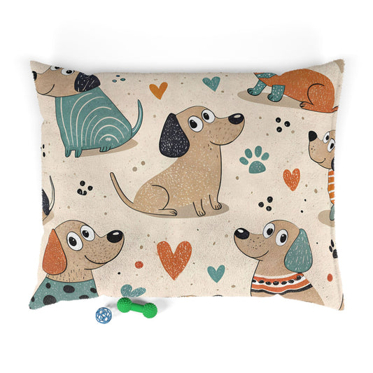 Playful Cartoon Dog Bed – Cute Pup Print in 3 Sizes