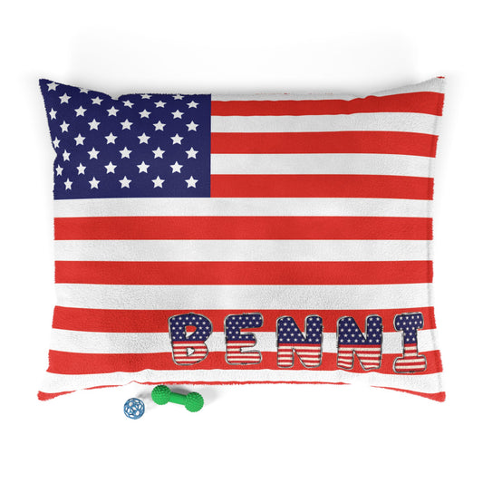 Custom Dog Bed with your Dog's Name & USA Flag – Bold Patriotic Design