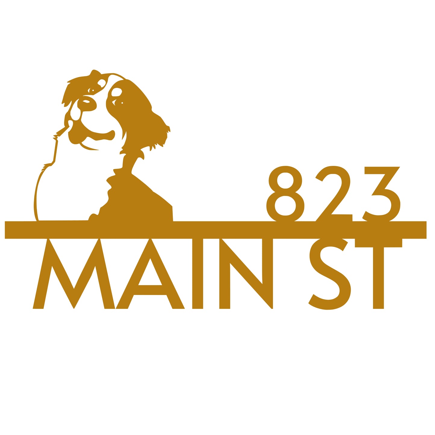 Custom Dog Address Sign – Saint Bernard Silhouette