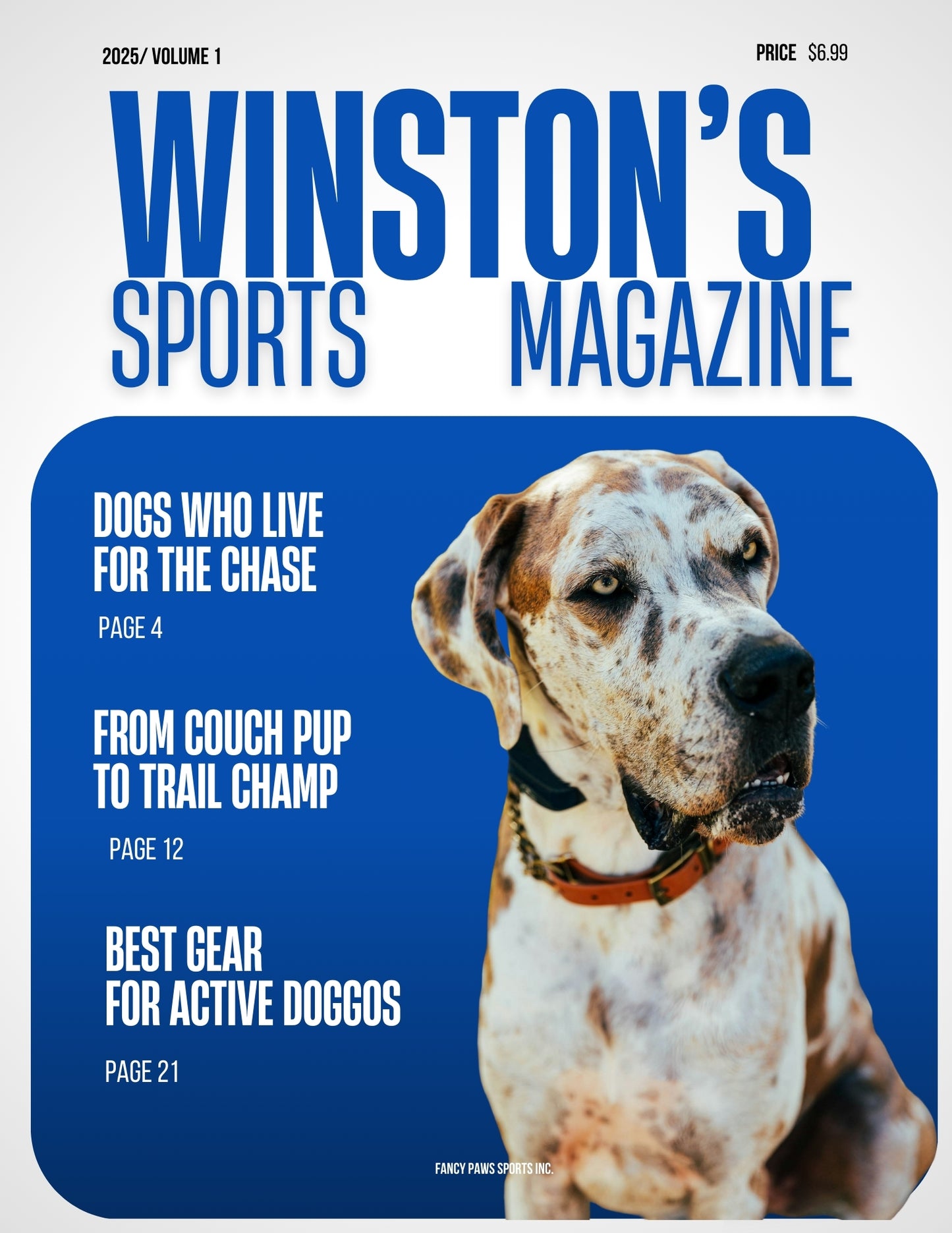 Sports Custom Dog Magazine Cover - Poster or Canvas – For the Active Dog