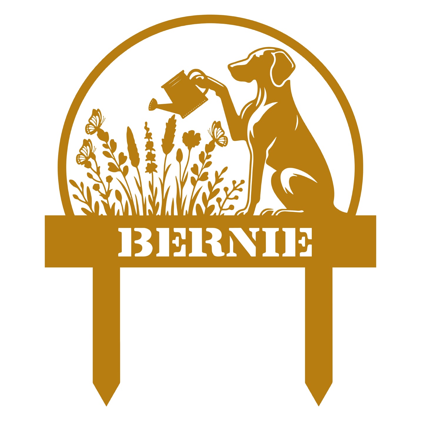 Custom Dog's Name Garden Sign – Watering Can & Flower Design