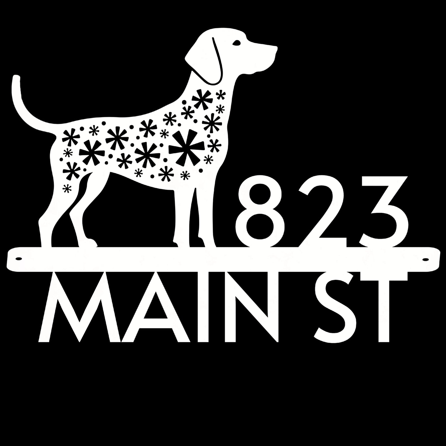 Floral Standing Dog Address Sign – Custom Street Name & Number