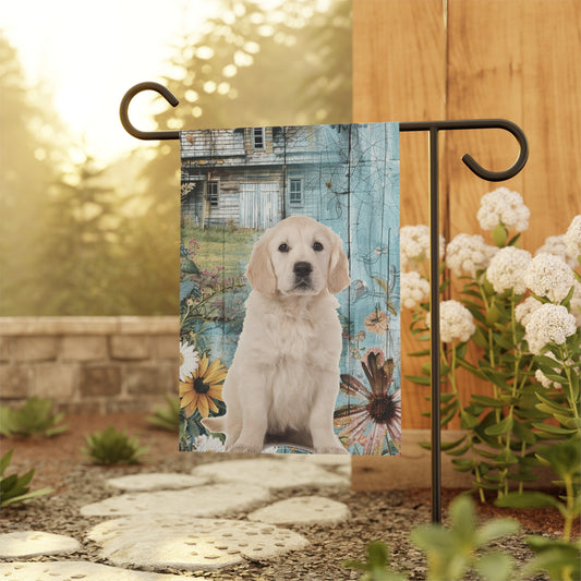 Custom Farmhouse Floral Dog Flag – Personalized with Your Pet's Photo