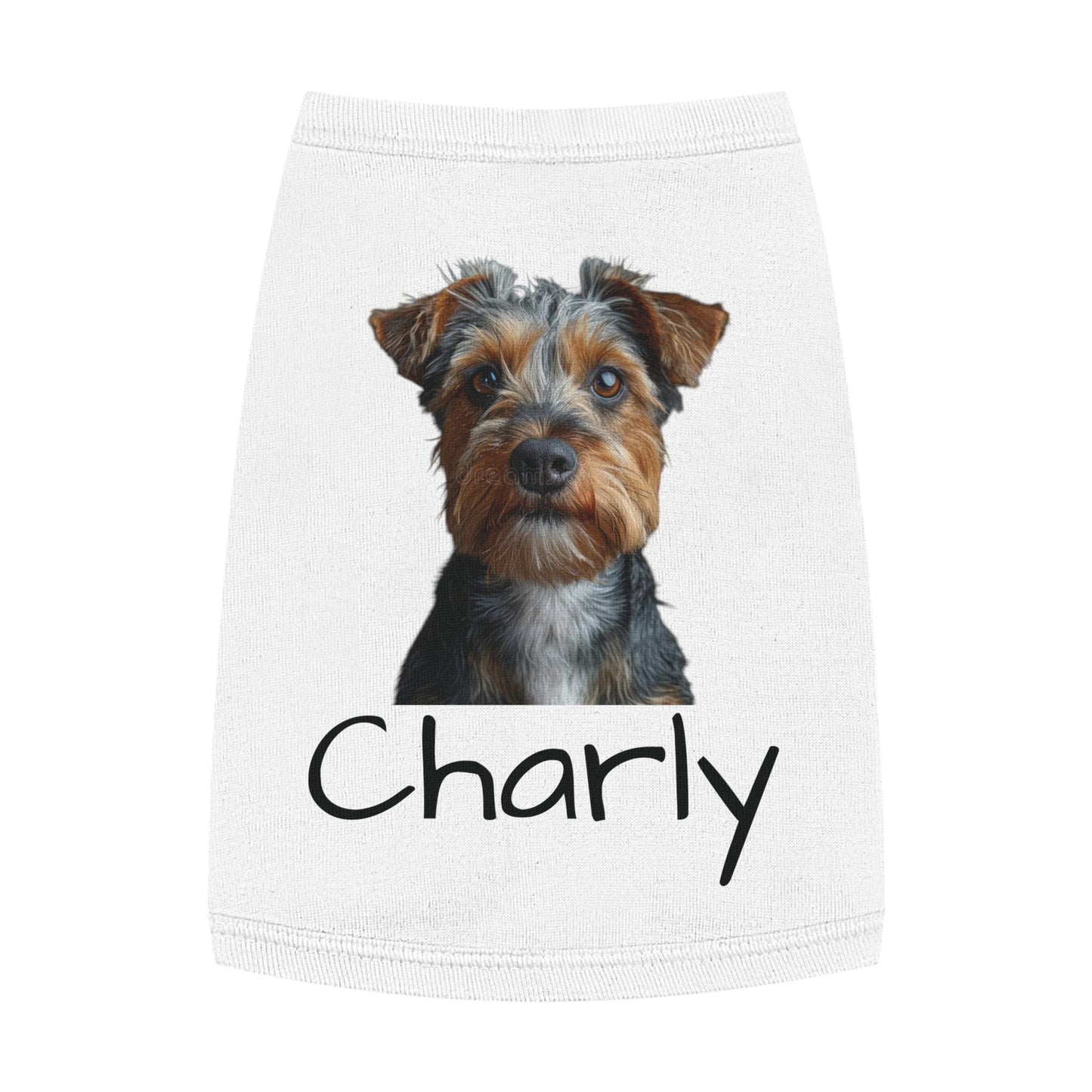 personalized dog tank top with custom photo & name white
