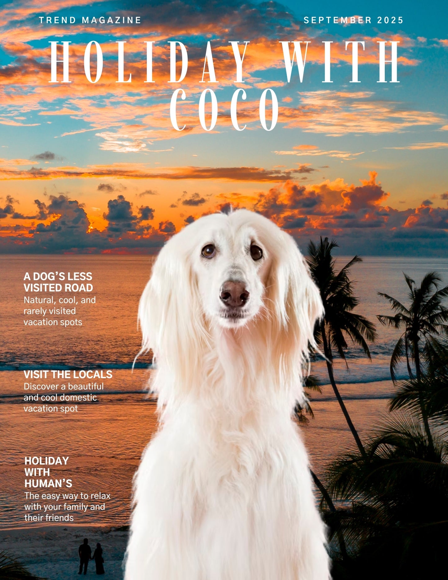 Custom Dog Magazine Cover - Poster or Canvas – “Holiday with Coco” Edition