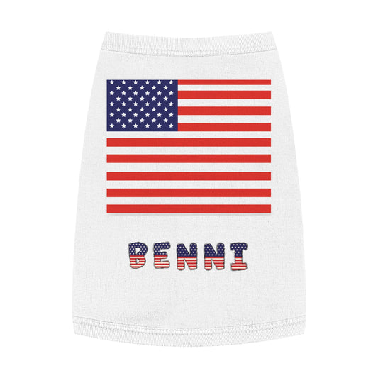 Custom Dog Tank Top with USA Flag & Personalized Name