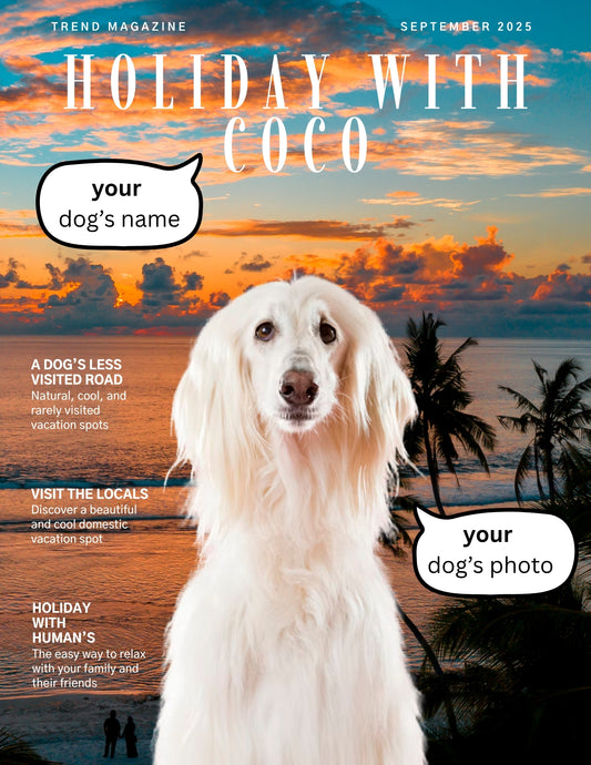 Custom Dog Magazine Cover Poster – “Holiday with Coco” Edition