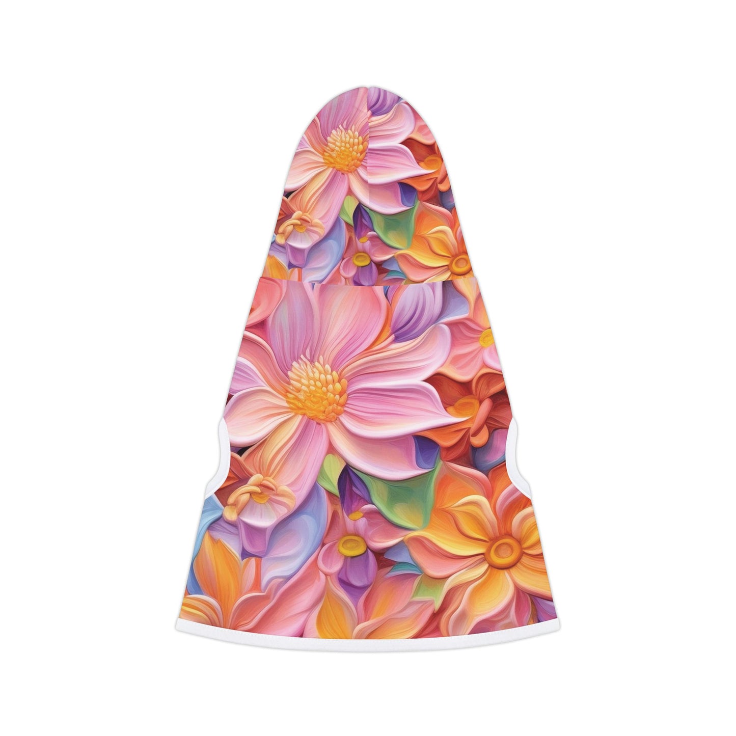 Floral Fantasy Dog Hoodie – Colorful 3D Flower Design in 3 Sizes