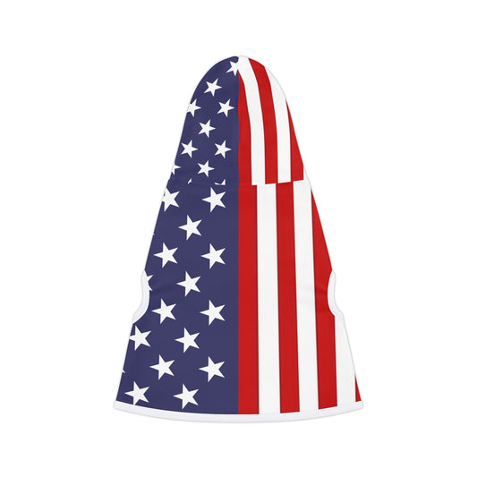 Stars & Stripes Dog Hoodie – Bold Flag-Inspired Design in 3 Sizes