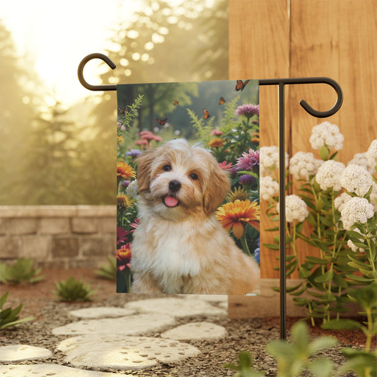 Personalized Dog Photo Flag & Garden Banner – Blooming Garden Butterfly Edition