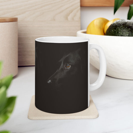 Black & White Custom Photo Mug – Personalized Dog Portrait Coffee Cup