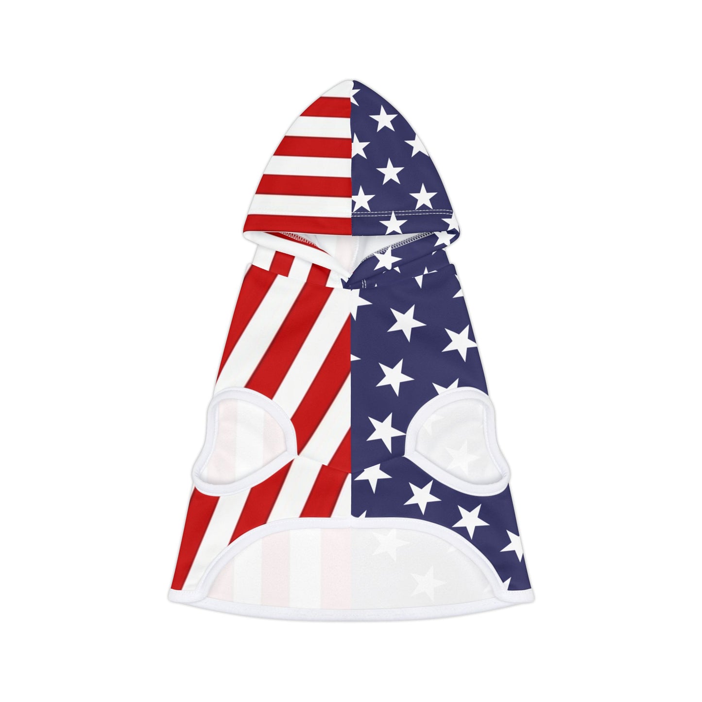 Stars & Stripes Dog Hoodie – Bold Flag-Inspired Design in 3 Sizes