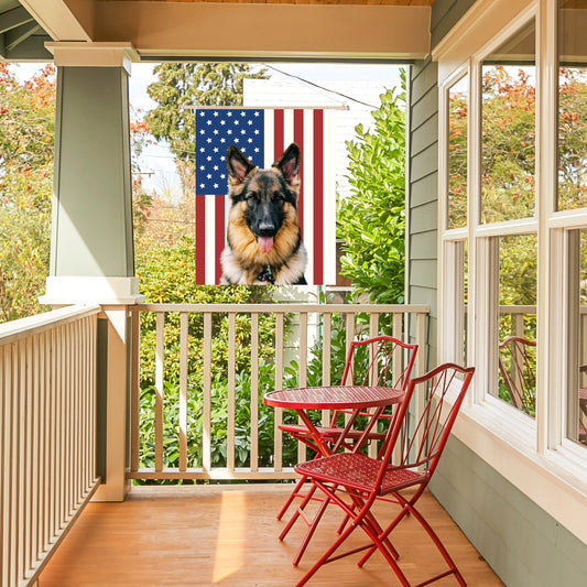 Custom Patriotic Dog Flag & Garden Banner – Your Dog's Photo on American Flag Background