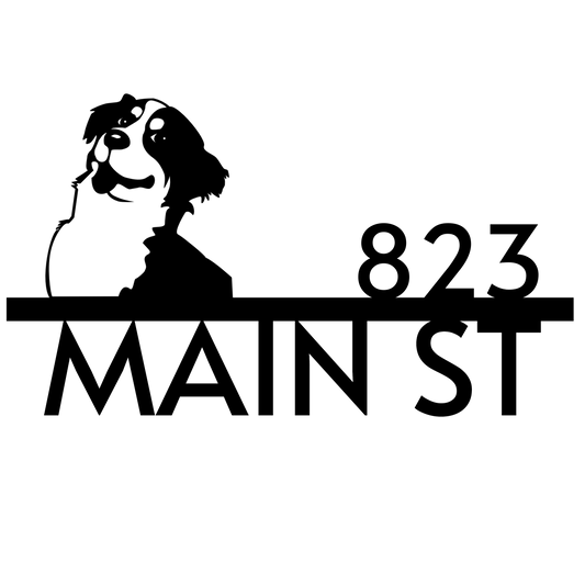 Custom Dog Address Sign – Saint Bernard Silhouette