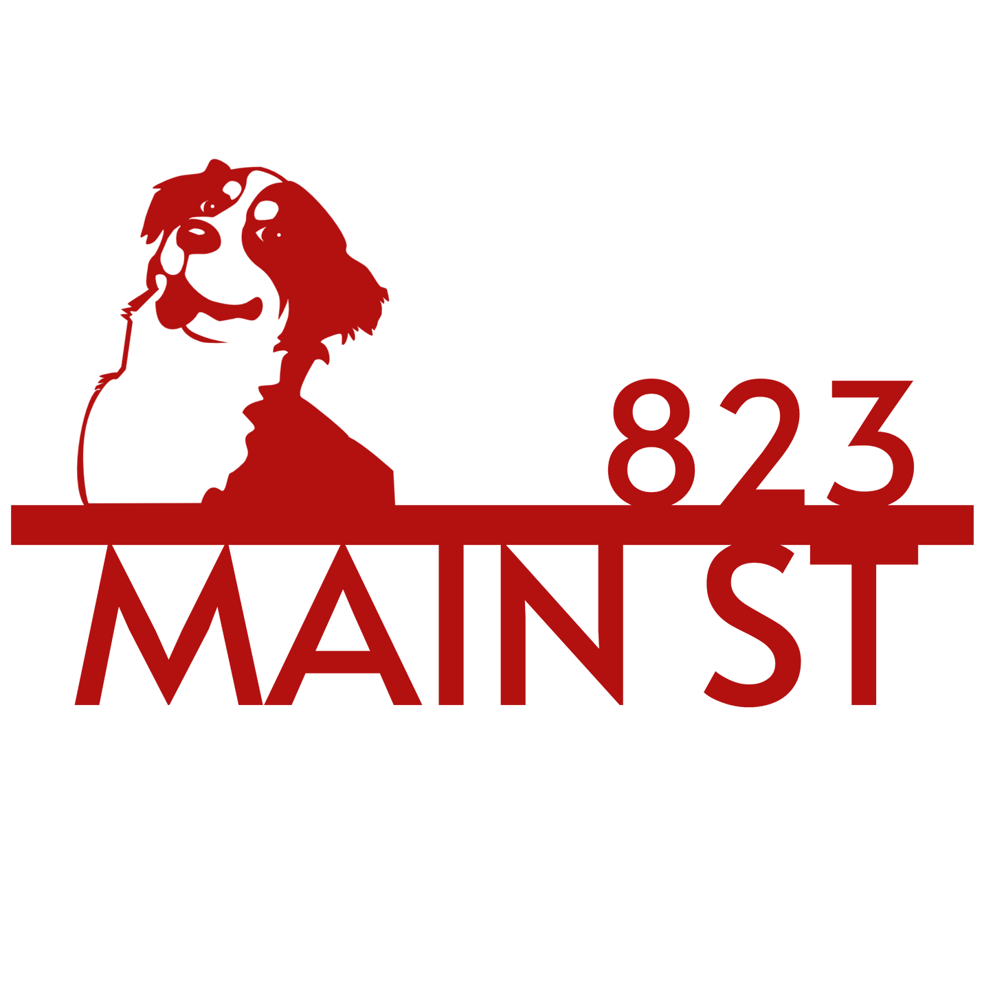 Custom Dog Address Sign – Saint Bernard Silhouette