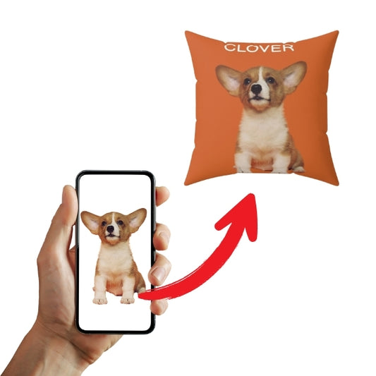 Custom Dog Pillow with Name & Photo – 9 Background Colors