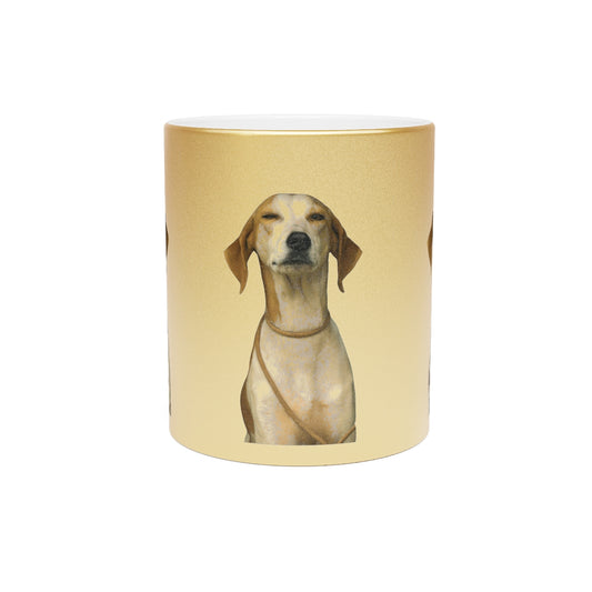 Gold Metallic Mug with Custom Dog Photo