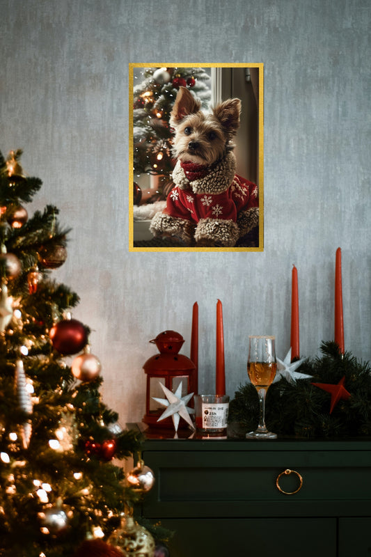 Cozy Christmas Glow – Custom Dog Holiday Canvas