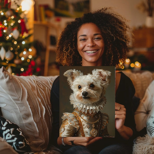 The Royal Bichon – Custom Renaissance Dog Portrait on Canvas