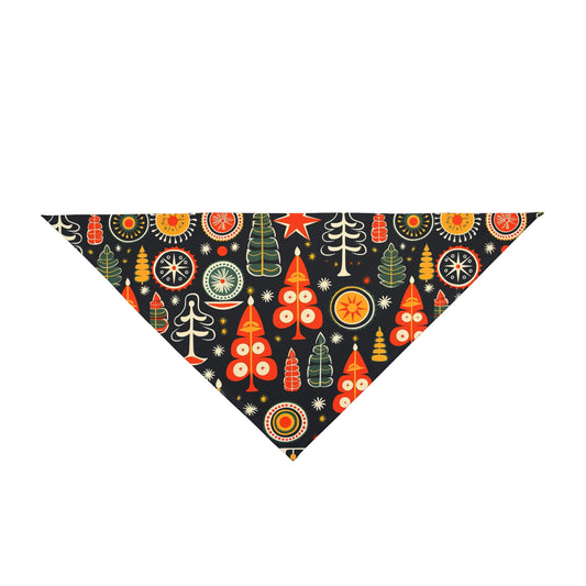 Retro Christmas Dog Bandana – Festive Holiday Trees Pattern