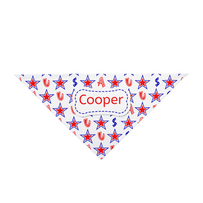 A bold red, white & blue look made personal with your dog’s name