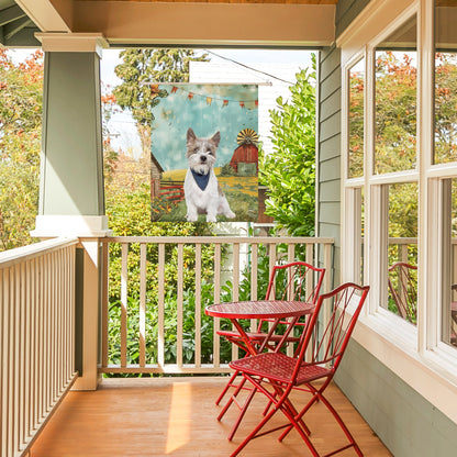 Custom Dog Photo Flag and Garden Banner – Rustic Farmyard Background