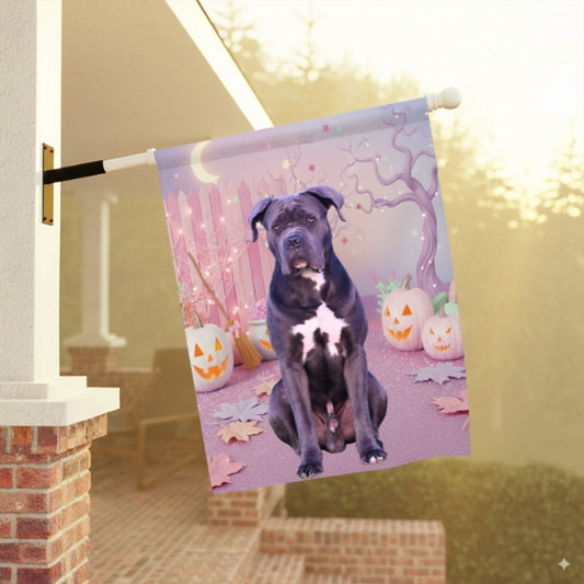 Custom Halloween Dog House Flag – Personalized Outdoor Halloween Decoration with Your Dog’s Photo (2 Designs) (Copy)