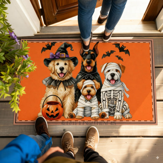 Halloween Dog Door Mat – Spooky & Cute Welcome Mat with Festive Dog Design