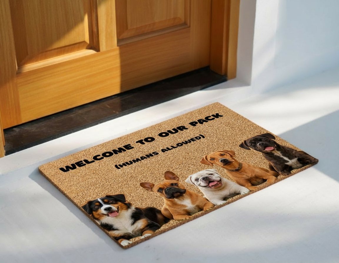 The dogs run the house — humans are invited in!