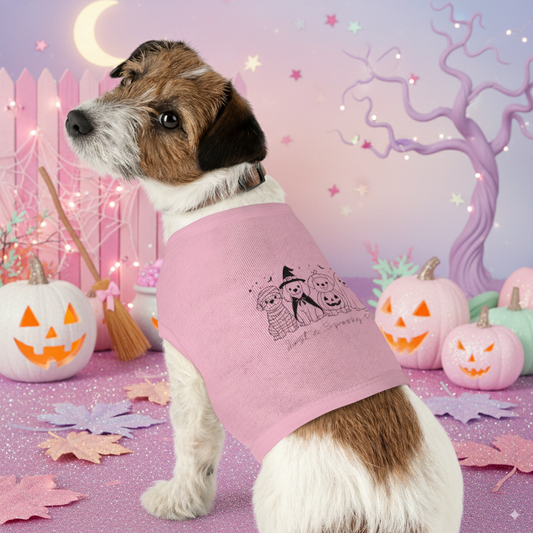 Halloween Dog Tank Top – Cute Spooky Dog Shirt for Small & Medium Dogs (White or Pink)