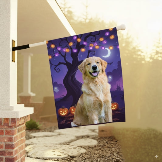 Custom Halloween Dog House Flag – Personalized Outdoor Halloween Decoration with Your Dog’s Photo (2 Designs)