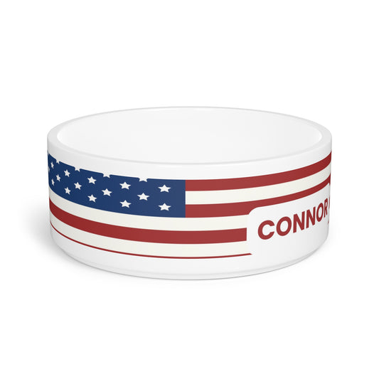 USA Flag Dog Bowl with Custom Name – Personalized Design
