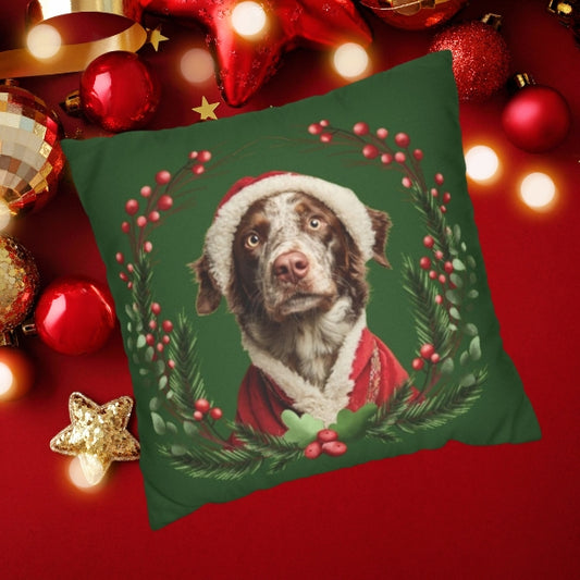 Christmas Wreath – Custom Pet Pillow Cover (Available in 4 Colors)