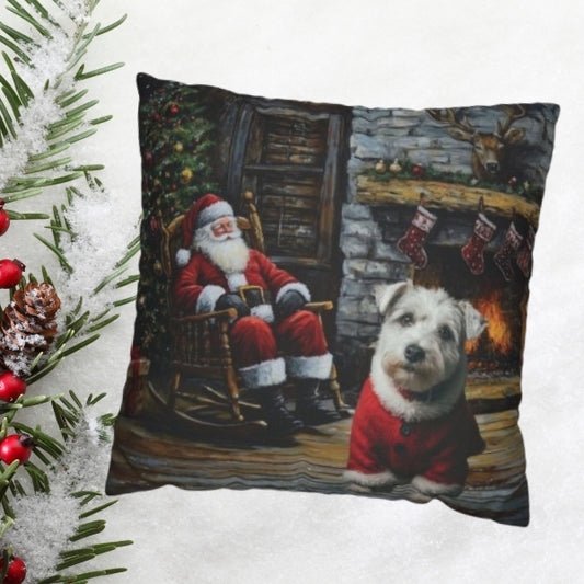 Santa by the Fireplace Custom Pet Pillow Cover