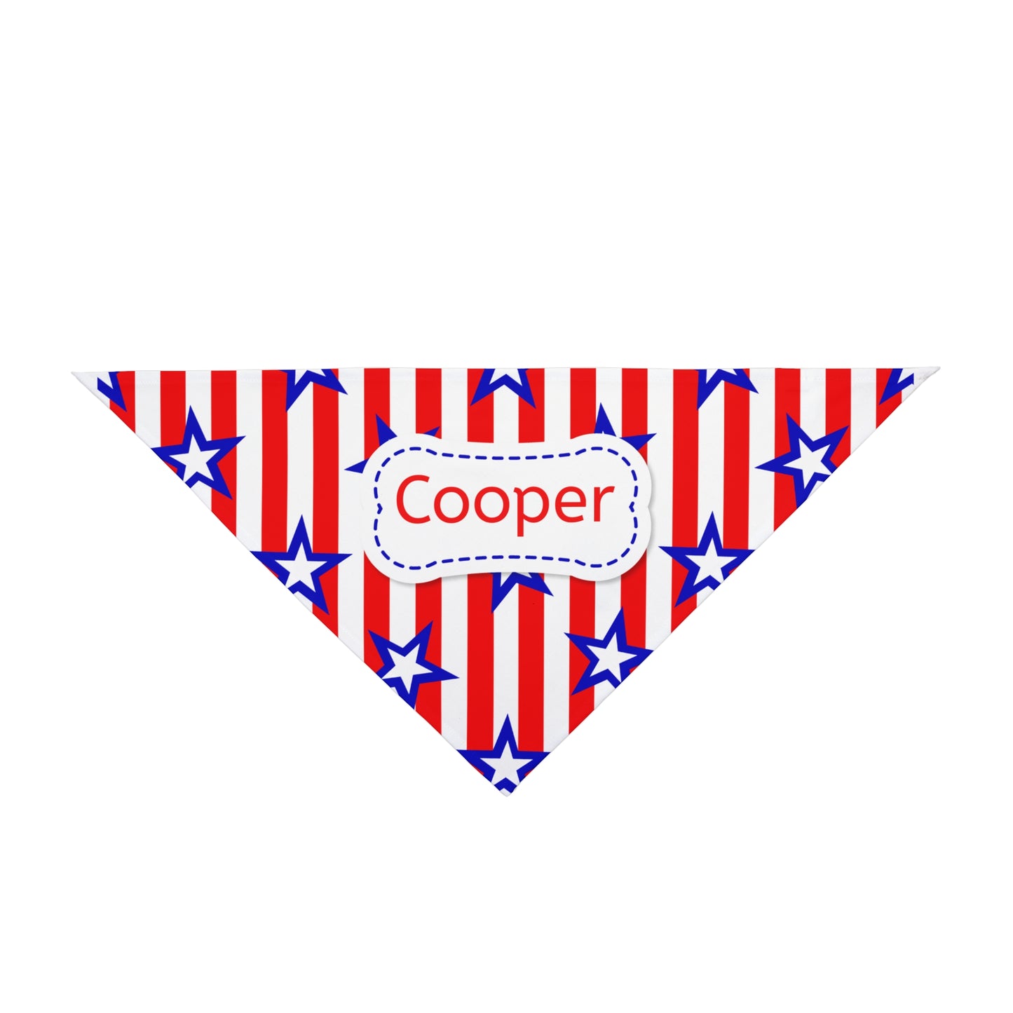 A bold red, white & blue look made personal with your dog’s name