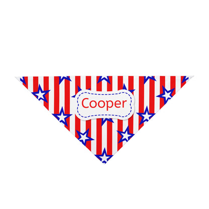A bold red, white & blue look made personal with your dog’s name