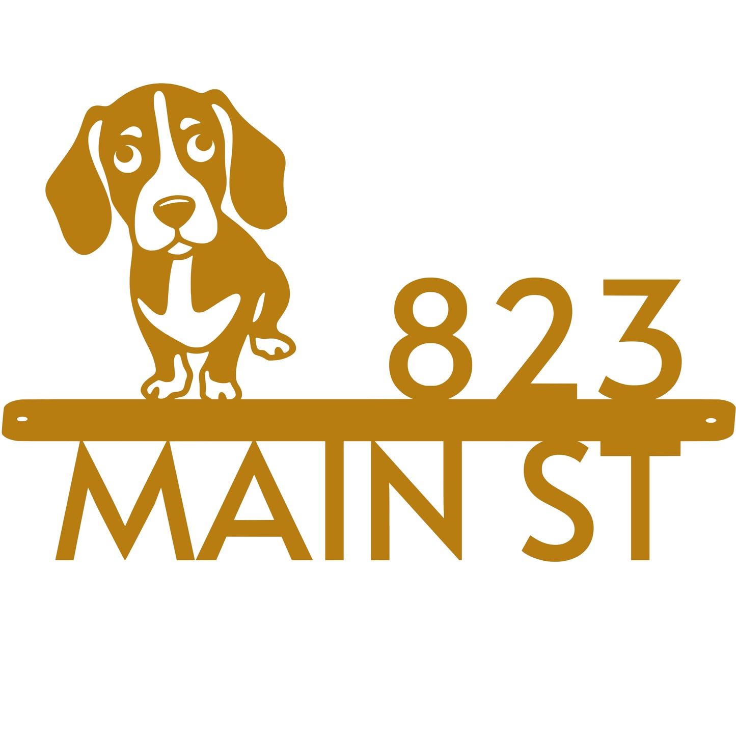 Personalized Metal Address Sign with Cute Standing Dog Silhouette