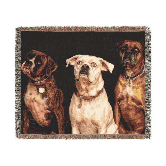 Custom Woven Blanket with Dog Photo – 1, 2, or 3 Pets