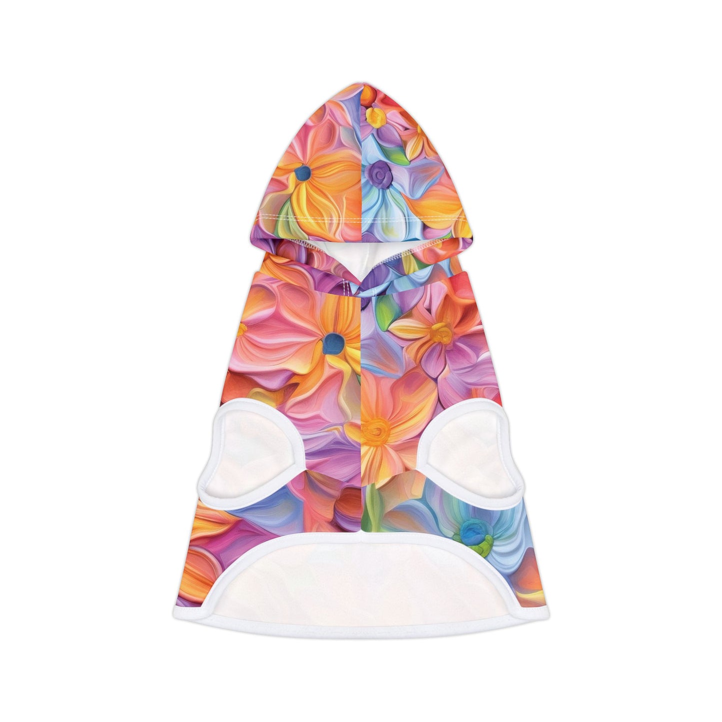 Floral Fantasy Dog Hoodie – Colorful 3D Flower Design in 3 Sizes