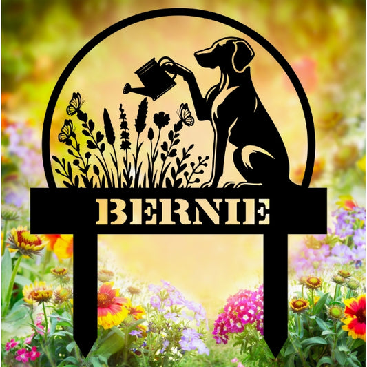 Custom Dog's Name Garden Sign – Watering Can & Flower Design