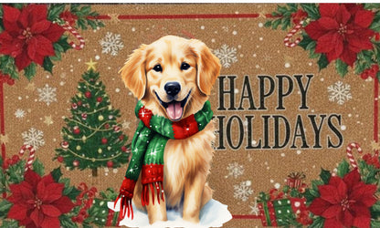 Personalized Holiday Dog Breed Doormat – 18 Festive Variations with Christmas Design