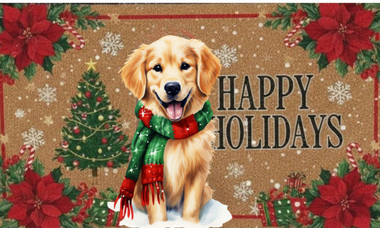 Personalized Holiday Dog Breed Doormat – 18 Festive Variations with Christmas Design