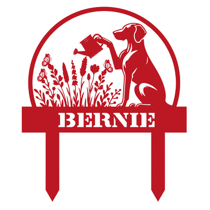 Custom Dog's Name Garden Sign – Watering Can & Flower Design
