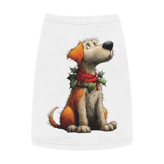 Holly Jolly Pup Tank Top – Christmas Dog Shirt (White or Black, 100% Cotton)