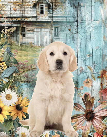 Custom Farmhouse Floral Dog Flag – Personalized with Your Pet's Photo