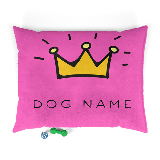 Personalized Pink Dog Bed with your Dog's Name & Crown – Princess Style in 3 Sizes