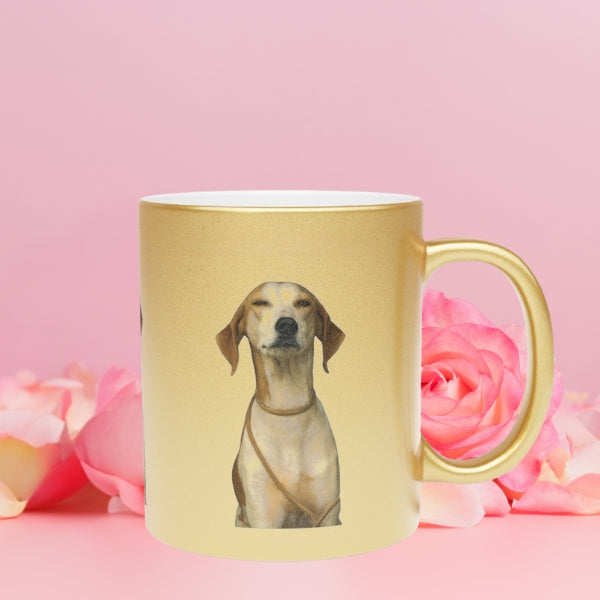 Gold Metallic Mug with Custom Dog Photo