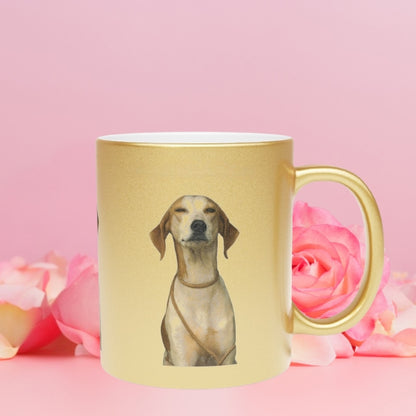 Gold Metallic Mug with Custom Dog Photo
